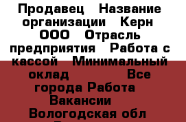 Продавец › Название организации ­ Керн, ООО › Отрасль предприятия ­ Работа с кассой › Минимальный оклад ­ 14 000 - Все города Работа » Вакансии   . Вологодская обл.,Вологда г.